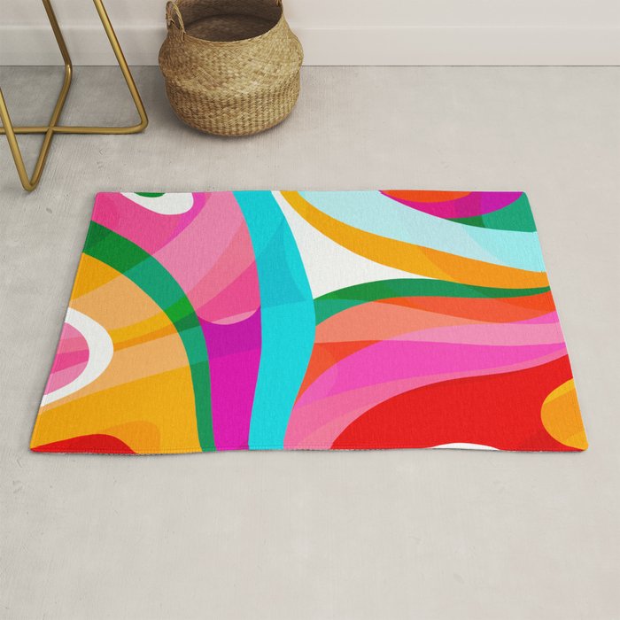 Colorful Mid Century Abstract 3 Rug Gallery Image 1