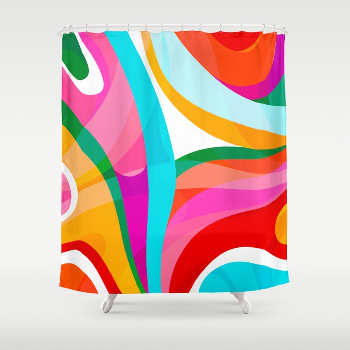 Colorful Mid Century Abstract 3 Shower Curtain Gallery Image 1