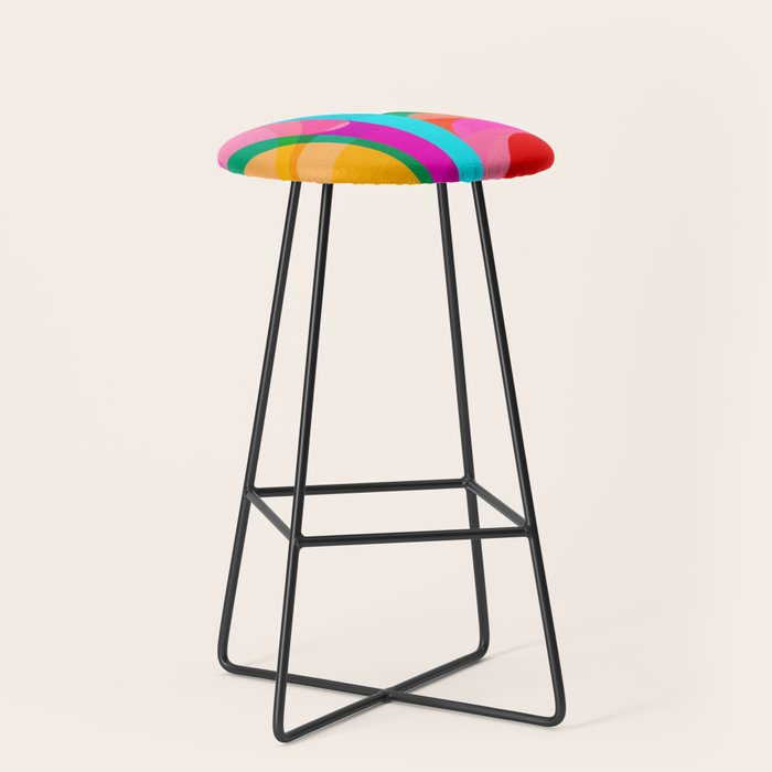 Colorful Mid Century Abstract 3 Stool Gallery Image 1