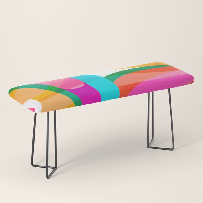 Colorful Mid Century Abstract 3 Bench Gallery Image 1