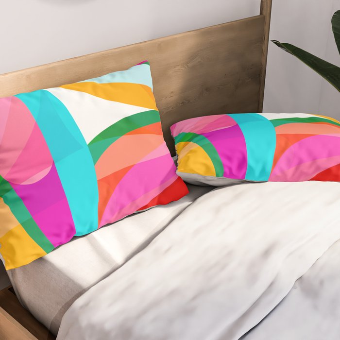 Colorful Mid Century Abstract 3 Pillow Sham Gallery Image 2