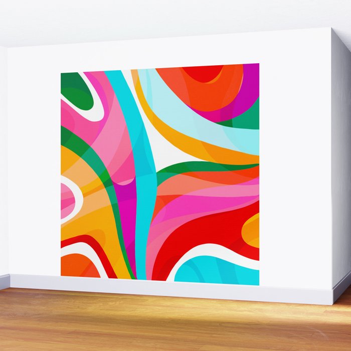 Colorful Mid Century Abstract 3 Wall Mural Gallery Image 2