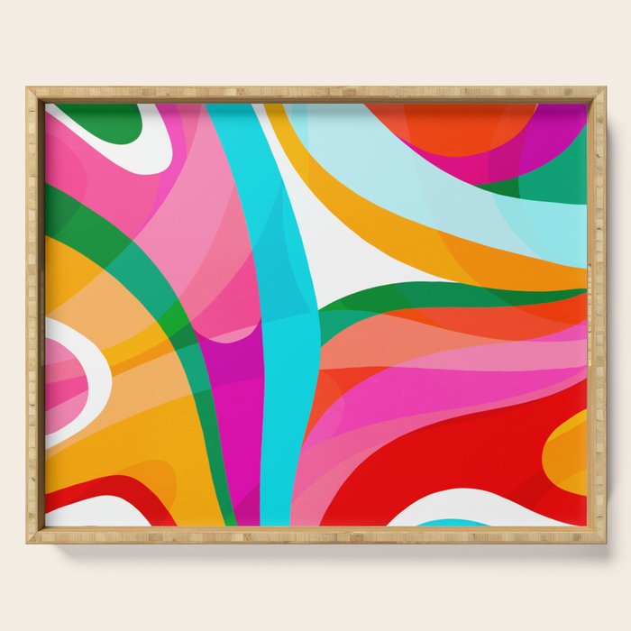 Colorful Mid Century Abstract 3 Serving Tray Gallery Image 1