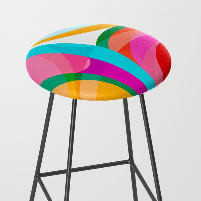 Colorful Mid Century Abstract 3 Stool Gallery Image 2