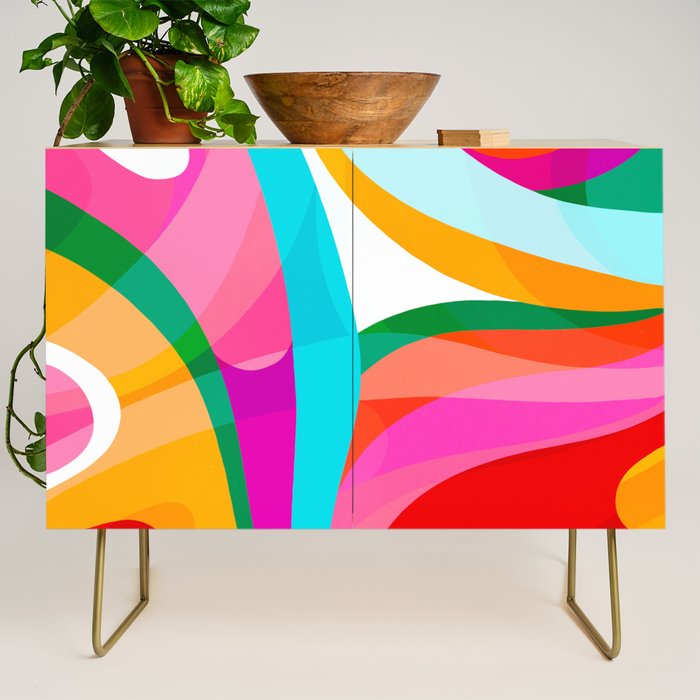 Colorful Mid Century Abstract 3 Credenza Gallery Image 1