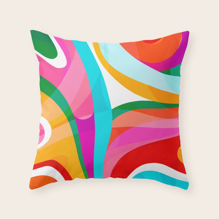 Colorful Mid Century Abstract 3 Throw Pillow Gallery Image 6