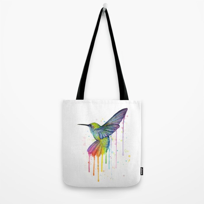 Hummingbird Rainbow Watercolor Tote Bag Gallery Image 2