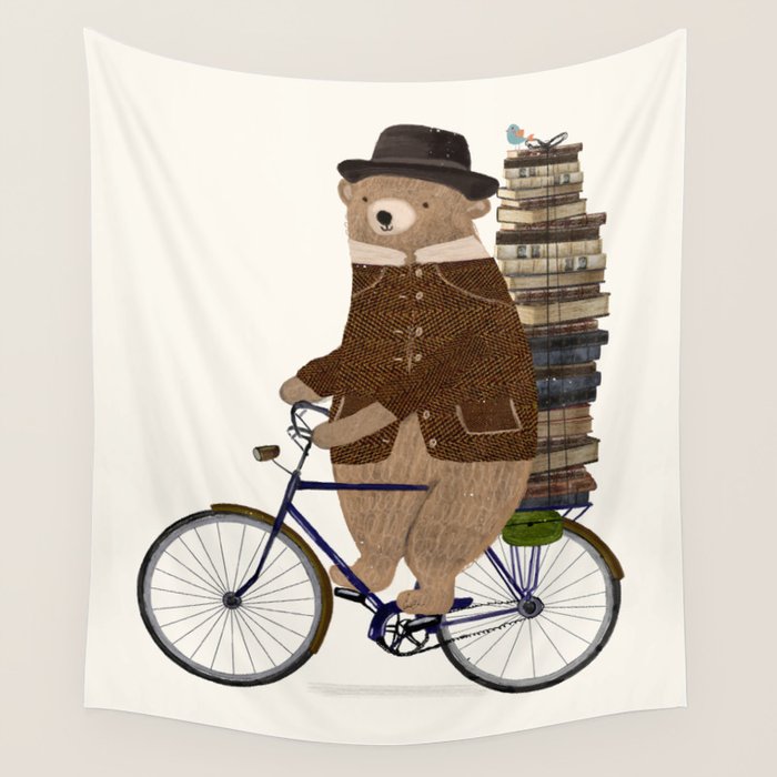 an educated bear Wall Tapestry Gallery Image 1