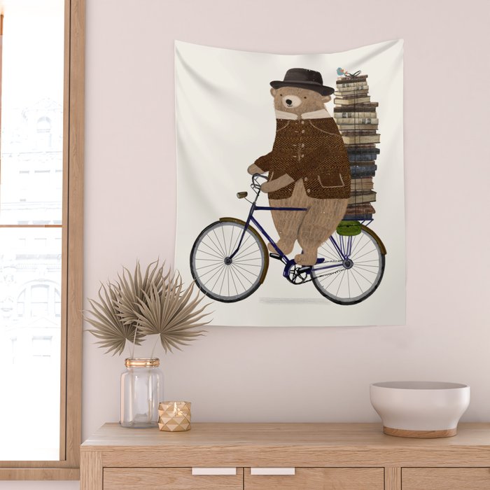 an educated bear Wall Tapestry Gallery Image 2
