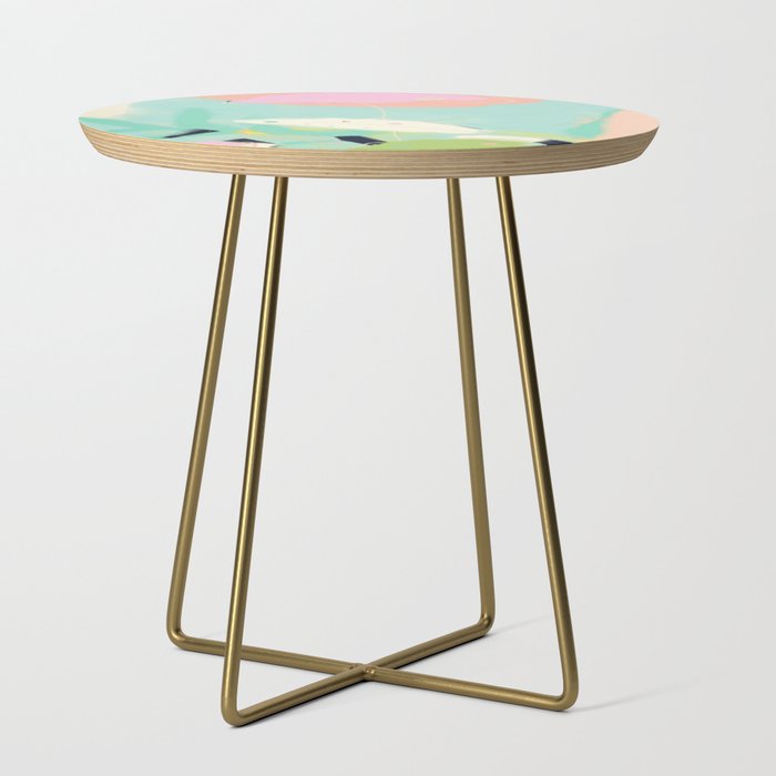 minimal floral abstract art Side Table Gallery Image 1