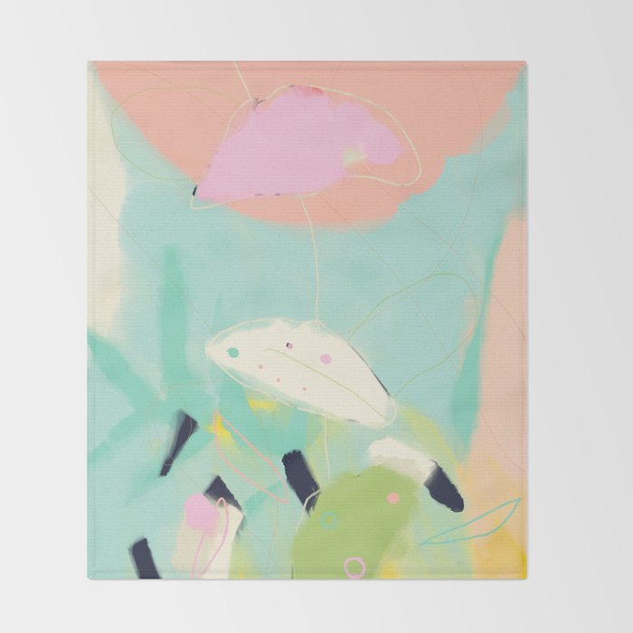 minimal floral abstract art Throw Blanket Gallery Image 2