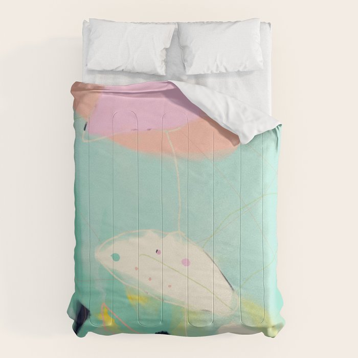 minimal floral abstract art Comforter Gallery Image 1
