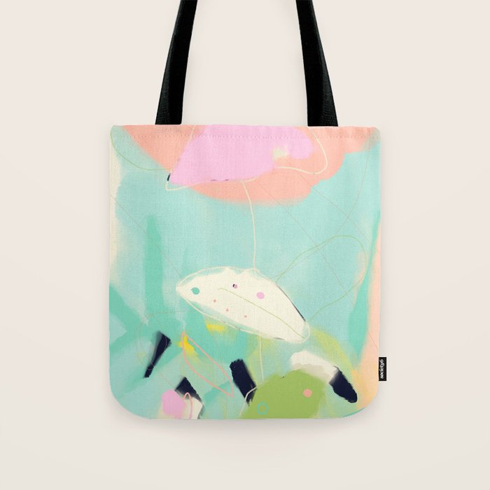 minimal floral abstract art Tote Bag Gallery Image 1