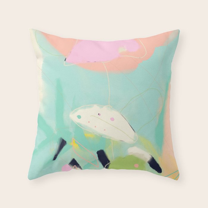 minimal floral abstract art Throw Pillow Gallery Image 6
