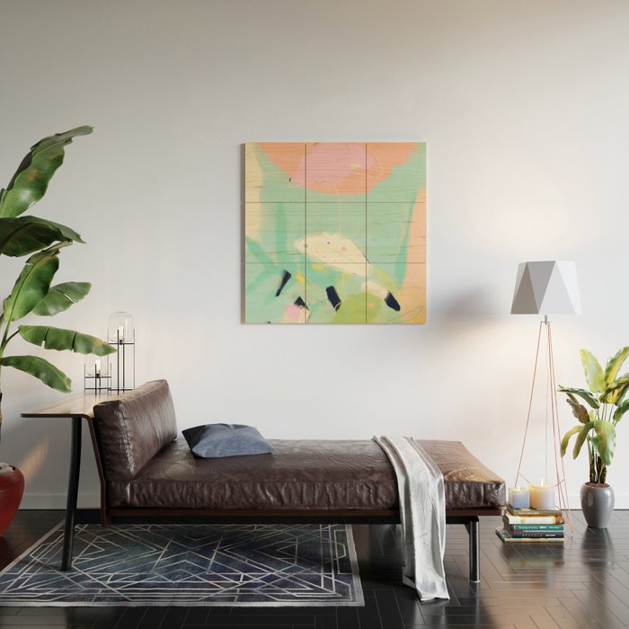 minimal floral abstract art Wood Wall Art Gallery Image 2