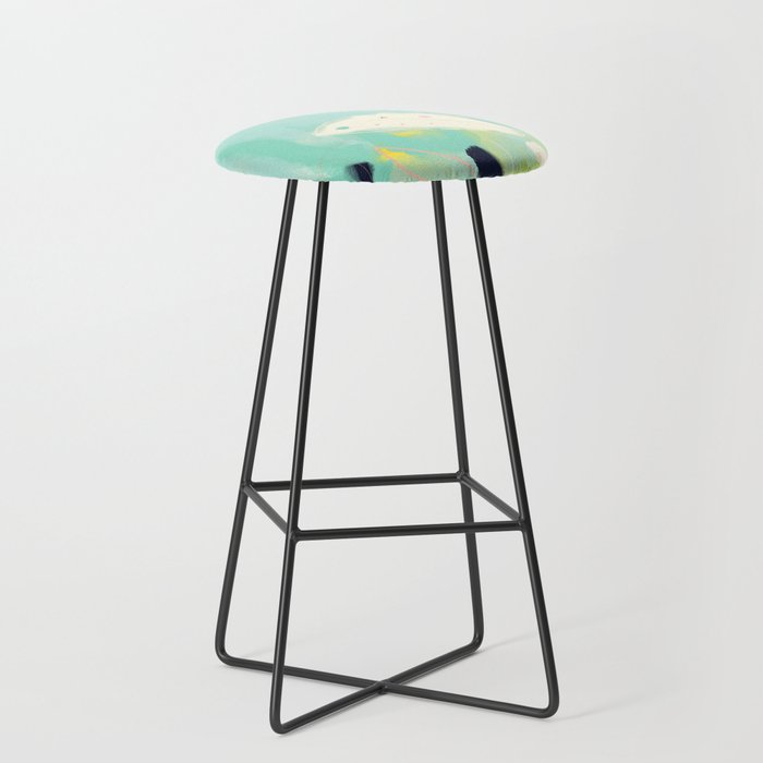 minimal floral abstract art Stool Gallery Image 1