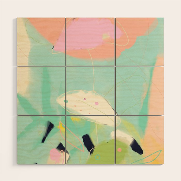 minimal floral abstract art Wood Wall Art Gallery Image 1