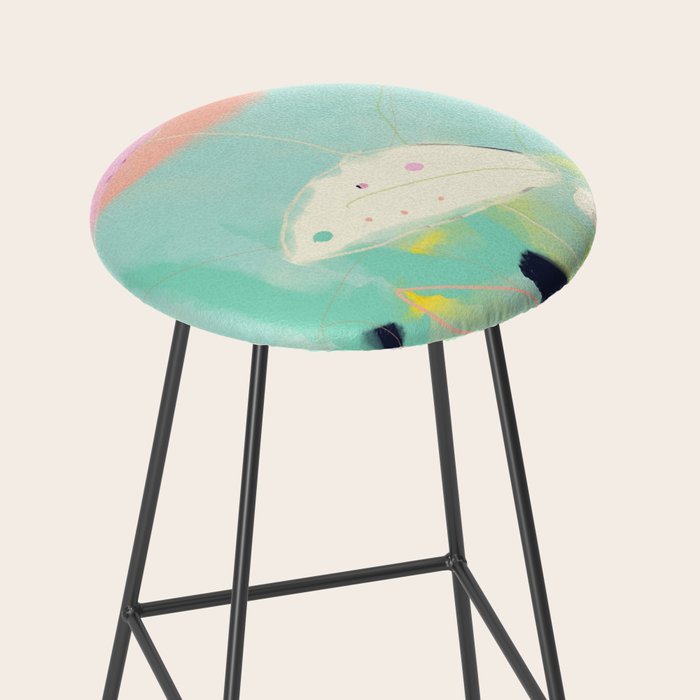 minimal floral abstract art Stool Gallery Image 2