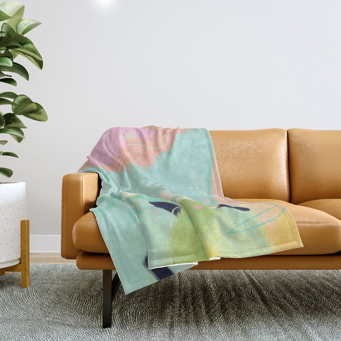 minimal floral abstract art Throw Blanket Gallery Image 1