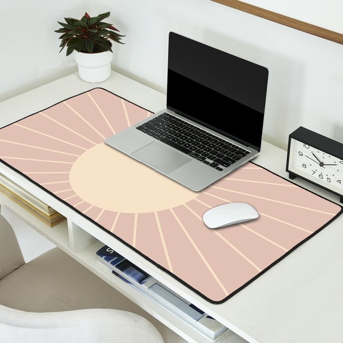 Minimal Sunrays - Neutral Pink Desk Mat Gallery Image 2