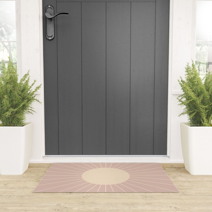 Minimal Sunrays - Neutral Pink Welcome Mat Gallery Image 3