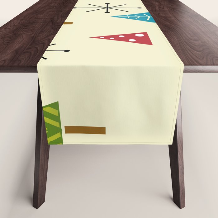 Mid Century Modern Christmas Trees Table Runner