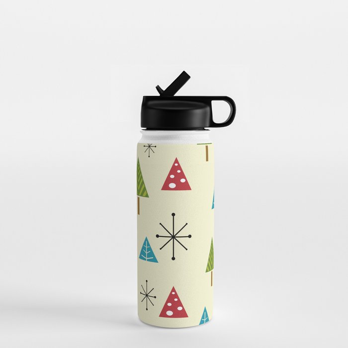 Mid Century Modern Christmas Trees Water Bottle Gallery Image 1