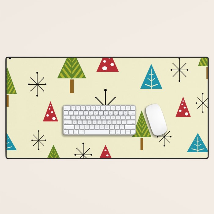 Mid Century Modern Christmas Trees Desk Mat Gallery Image 1