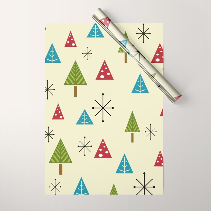 Mid Century Modern Christmas Trees Wrapping Paper
