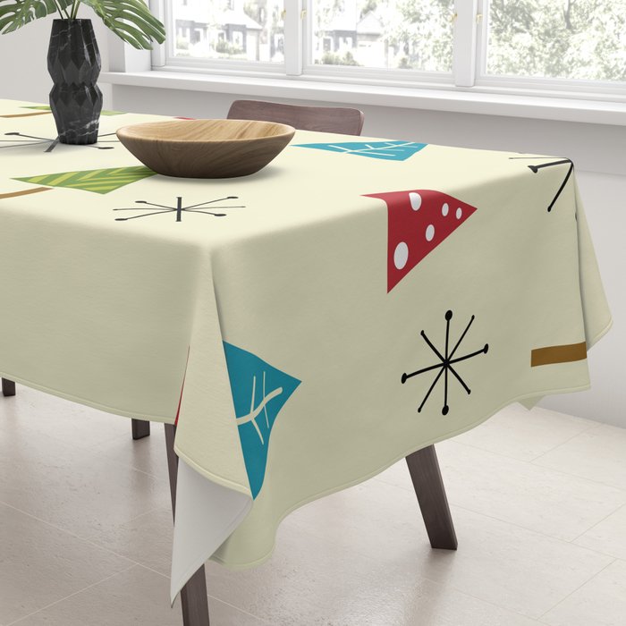 Mid Century Modern Christmas Trees Tablecloth Gallery Image 3