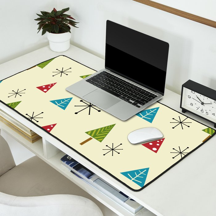 Mid Century Modern Christmas Trees Desk Mat Gallery Image 2
