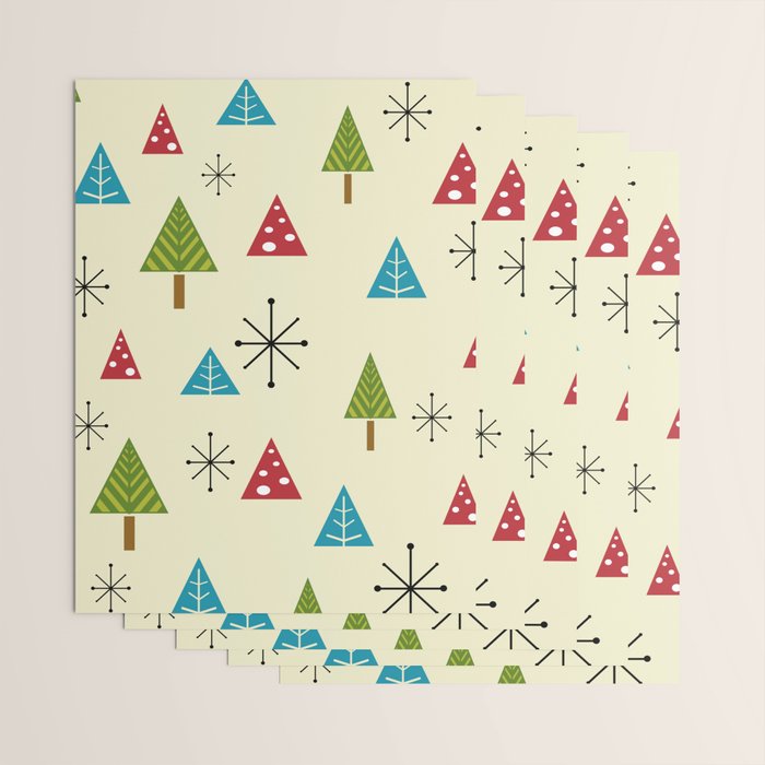 Mid Century Modern Christmas Trees Wrapping Paper Gallery Image 3