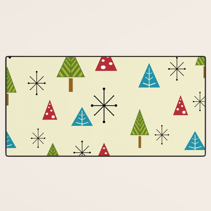 Mid Century Modern Christmas Trees Desk Mat Gallery Image 3