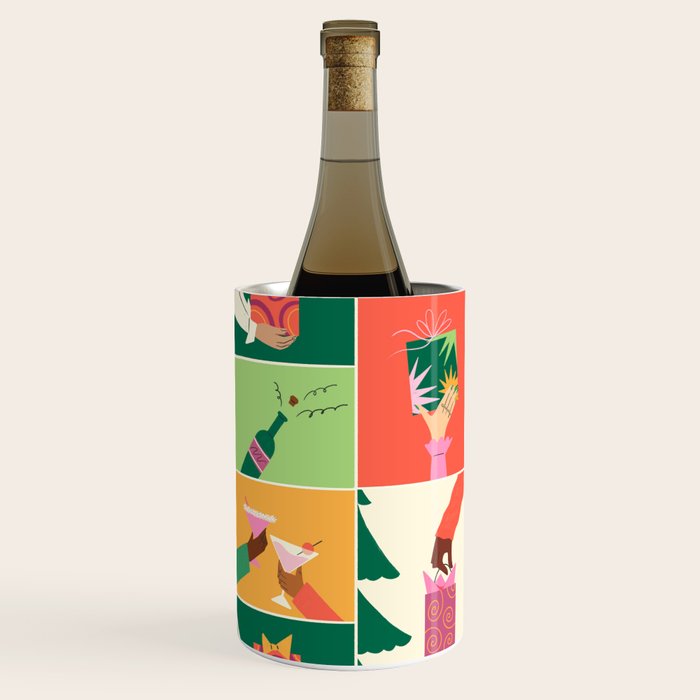 Festive Holiday Gift Exchange Illustration Wine Chiller Gallery Image 2