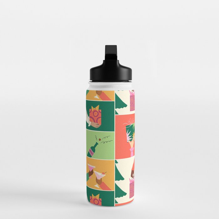 Festive Holiday Gift Exchange Illustration Water Bottle Gallery Image 3