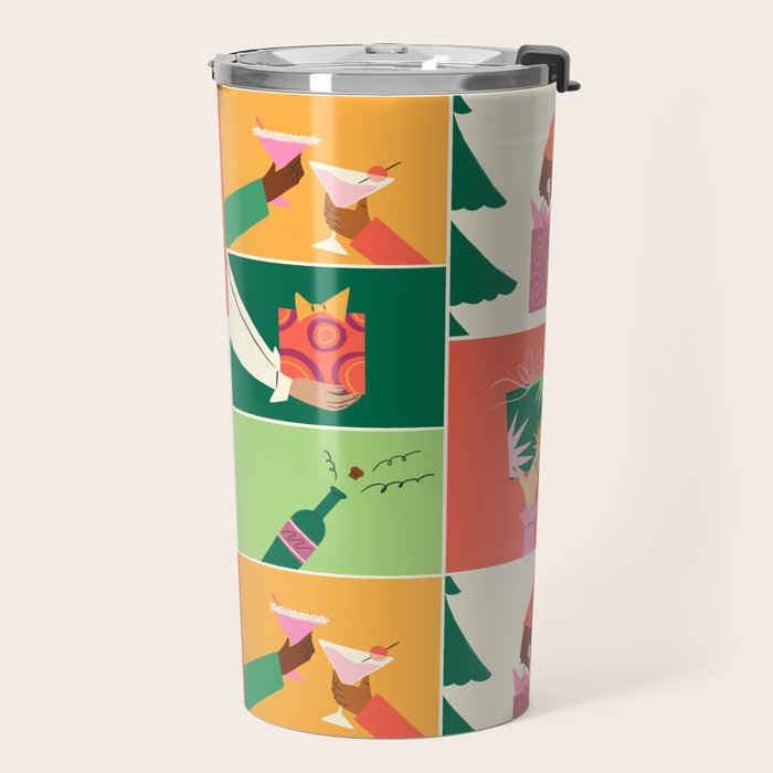 Festive Holiday Gift Exchange Illustration Travel Mug Gallery Image 2