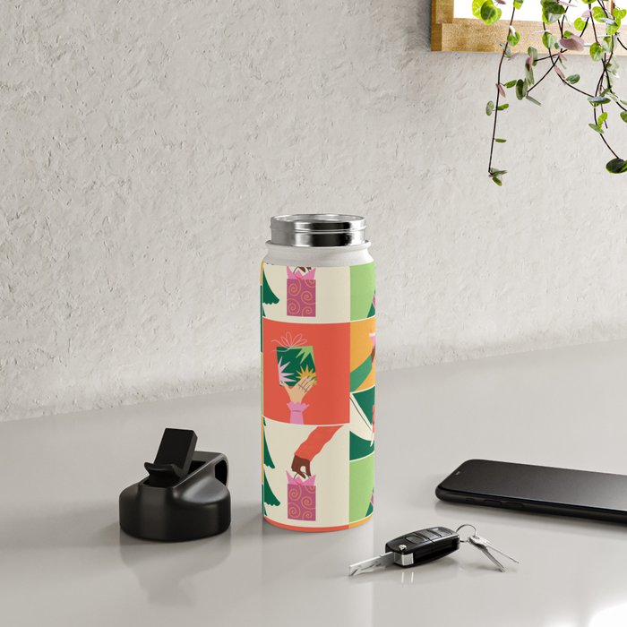 Festive Holiday Gift Exchange Illustration Water Bottle Gallery Image 4