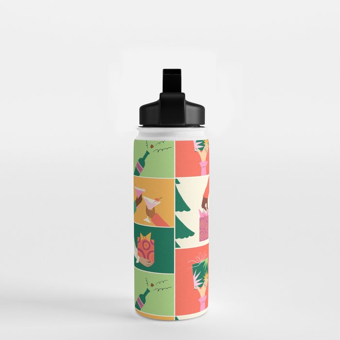 Festive Holiday Gift Exchange Illustration Water Bottle Gallery Image 2