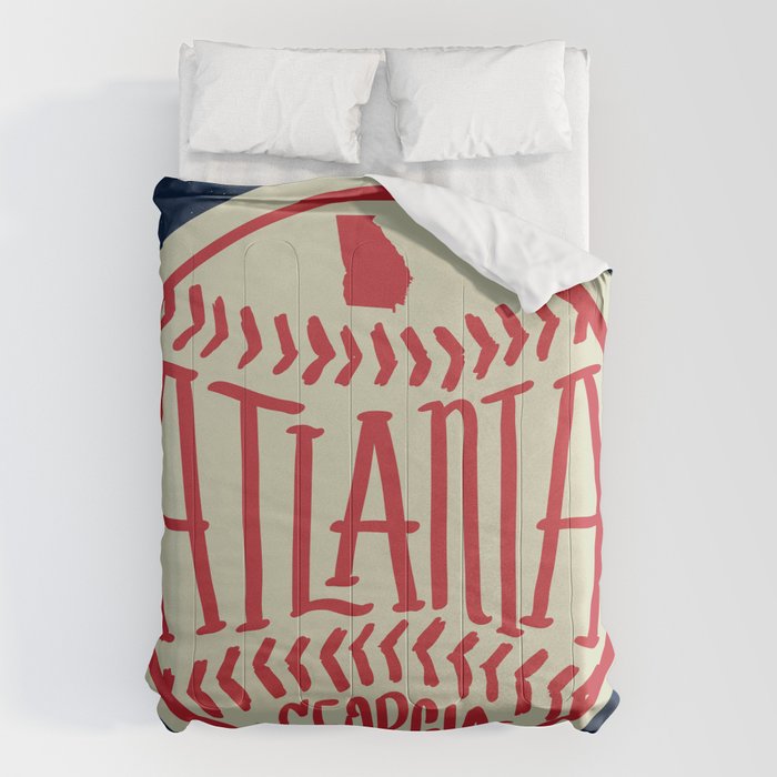 Atlanta Georgia Baseball - Hand Drawn, Script Typography Comforter Gallery Image 6