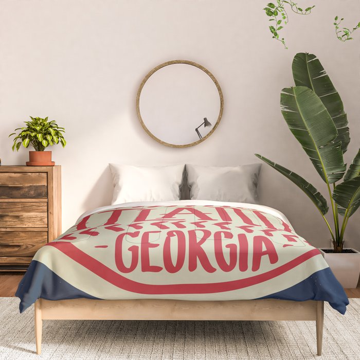 Atlanta Georgia Baseball - Hand Drawn, Script Typography Comforter Gallery Image 3