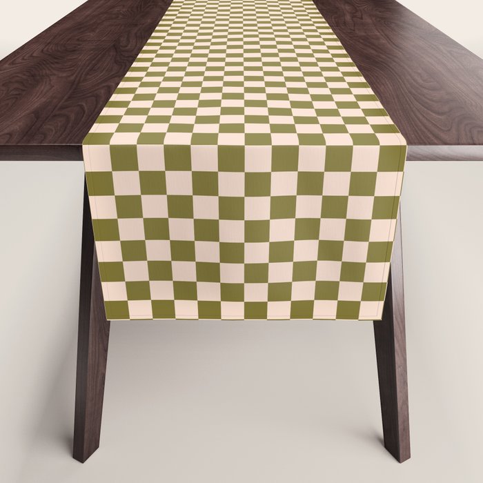 Check VI - Green â Checkerboard Print Table Runner Gallery Image 1
