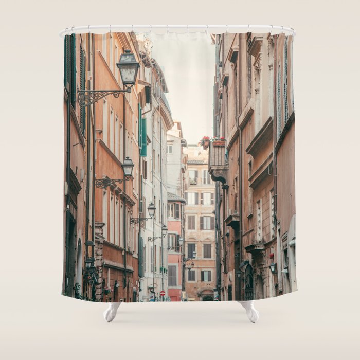 Roman Street - Rome Italy Travel Photography Shower Curtain Gallery Image 1
