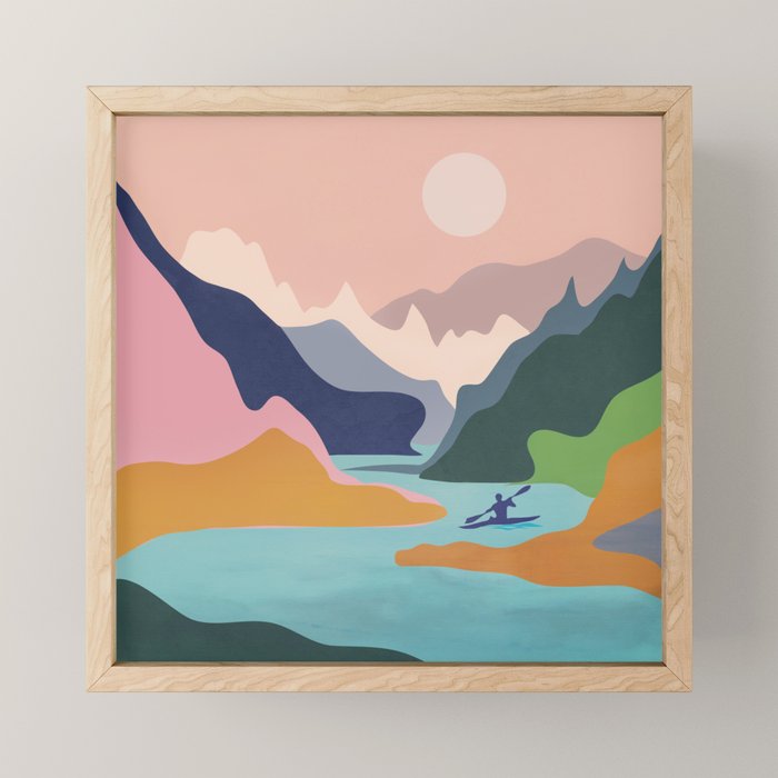 River Canyon Kayaking Mini Art Print Gallery Image 1