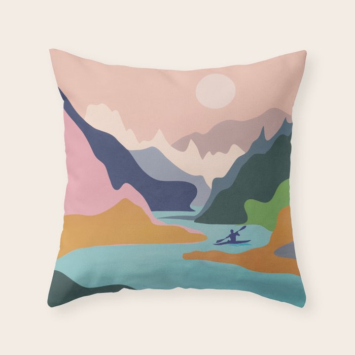 River Canyon Kayaking Throw Pillow Gallery Image 6