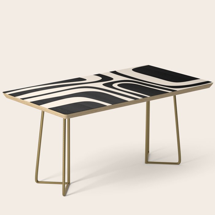 Palm Springs - Midcentury Modern Abstract Pattern in Black and Almond Cream  Coffee Table Gallery Image 2