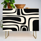 Palm Springs - Midcentury Modern Abstract Pattern in Black and Almond Cream  Credenza Gallery Image 1