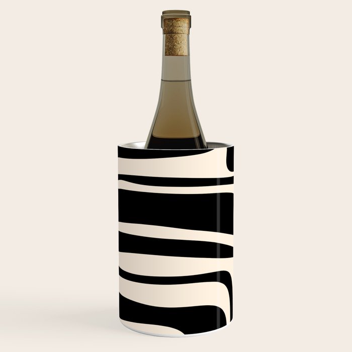 Palm Springs - Midcentury Modern Abstract Pattern in Black and Almond Cream  Wine Chiller Gallery Image 2