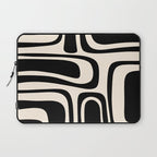 Palm Springs - Midcentury Modern Abstract Pattern in Black and Almond Cream  Laptop Sleeve Gallery Image 1