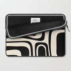 Palm Springs - Midcentury Modern Abstract Pattern in Black and Almond Cream  Laptop Sleeve Gallery Image 2