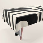 Palm Springs - Midcentury Modern Abstract Pattern in Black and Almond Cream  Tablecloth Gallery Image 1